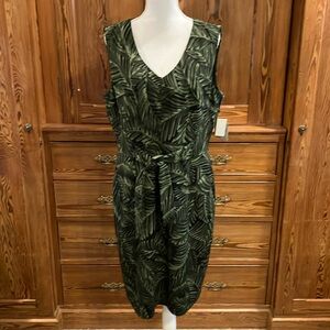 NWT Kasper dress green black print sz 14